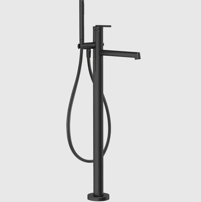 Смеситель для ванны и душа, Gessi, Ingranaggio, напольный, цвет-черный матовый