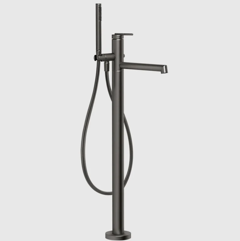 Смеситель для ванны и душа, Gessi, Ingranaggio, напольный, цвет-Black Metal Brushed PVD