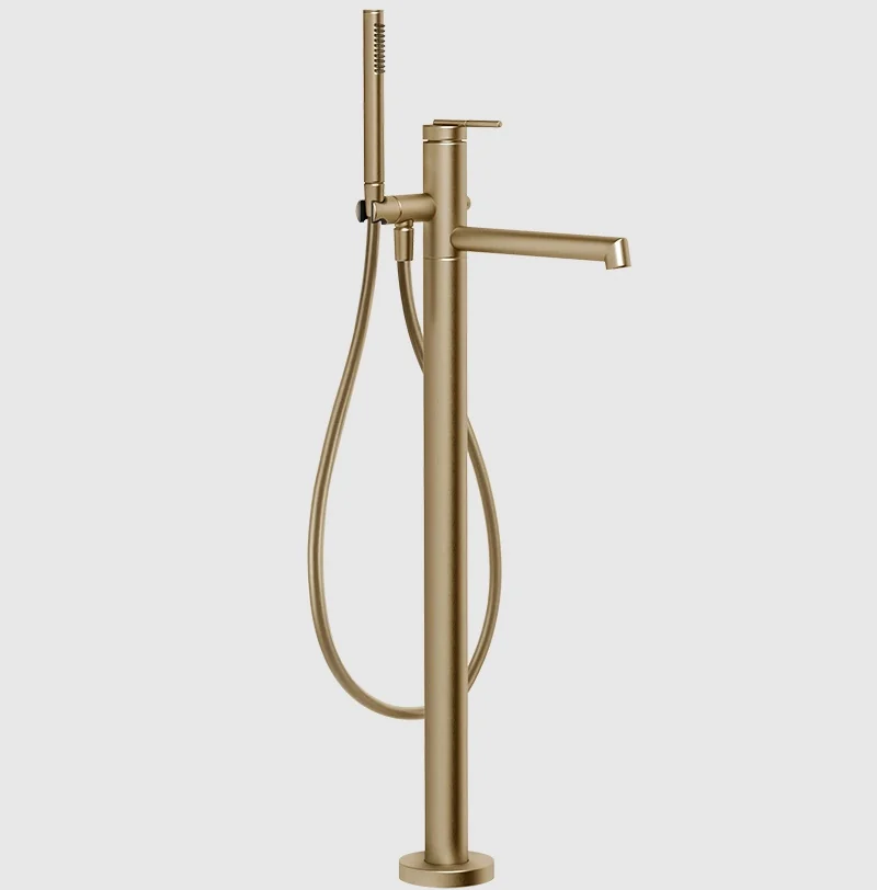 Смеситель для ванны и душа, Gessi, Ingranaggio, напольный, цвет-Warm Bronze Brushed PVD