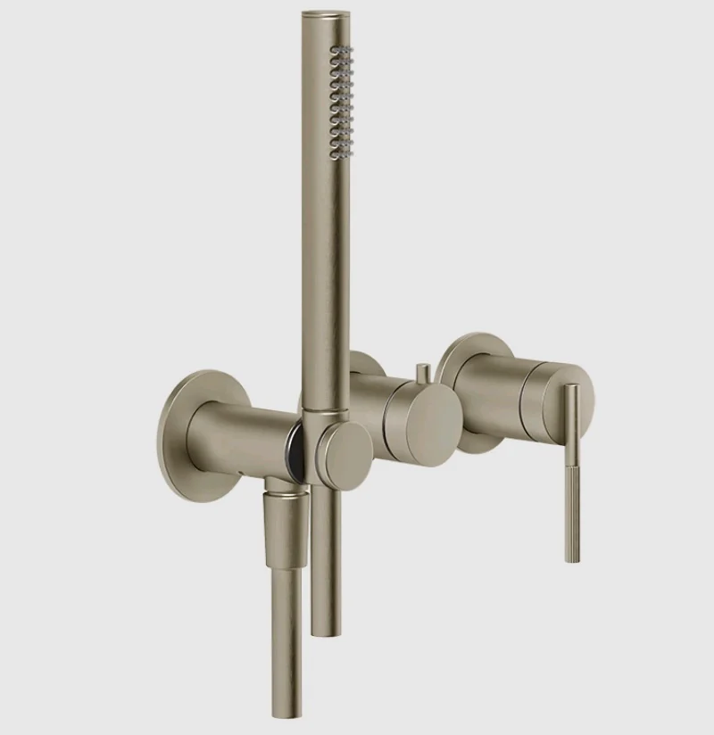 Смеситель для душа, Gessi, Ingranaggio, на 2 потребителя, цвет-Finox Brushed Nickel