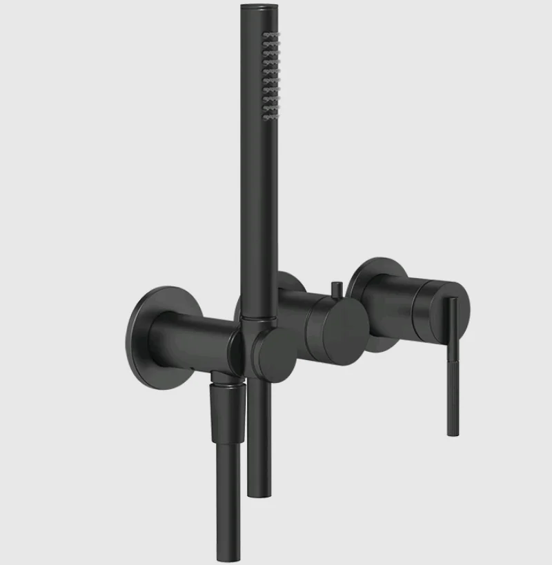 Смеситель для душа, Gessi, Ingranaggio, на 2 потребителя, цвет-черный матовый