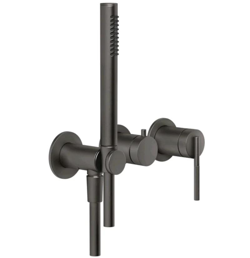 Смеситель для душа, Gessi, Ingranaggio, на 2 потребителя, цвет-Black Metal Brushed PVD