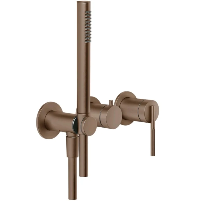Смеситель для душа, Gessi, Ingranaggio, на 2 потребителя, цвет-Copper Brushed PVD