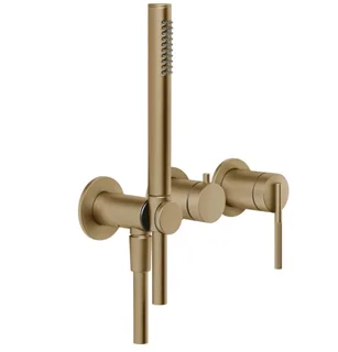 Смеситель для душа, Gessi, Ingranaggio, на 2 потребителя, цвет-Warm Bronze Brushed PVD