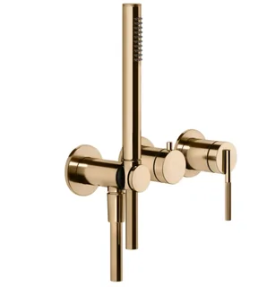 Смеситель для душа, Gessi, Ingranaggio, на 2 потребителя, цвет-Warm Bronze PVD