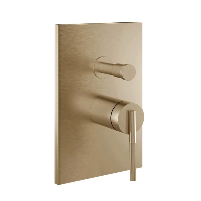 Смеситель для душа, Gessi, Ingranaggio, на 2 потребителя, цвет-Warm Bronze Brushed PVD