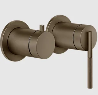 Смеситель для душа, Gessi, Ingranaggio, на 2 потребителя, настенный встраиваемый, цвет-Coffee Bronze Brushed PVD