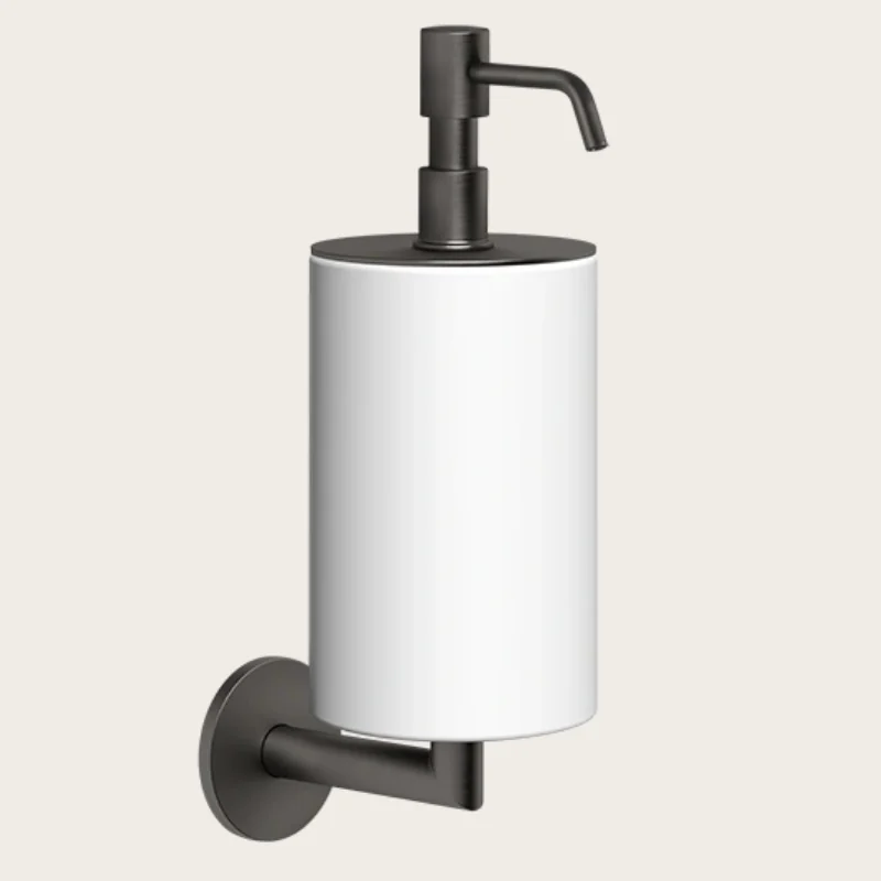 Дозатор для жидкого мыла, Gessi, шгв 75*128*243, цвет дозатора-Black Metal Brushed PVD/белый