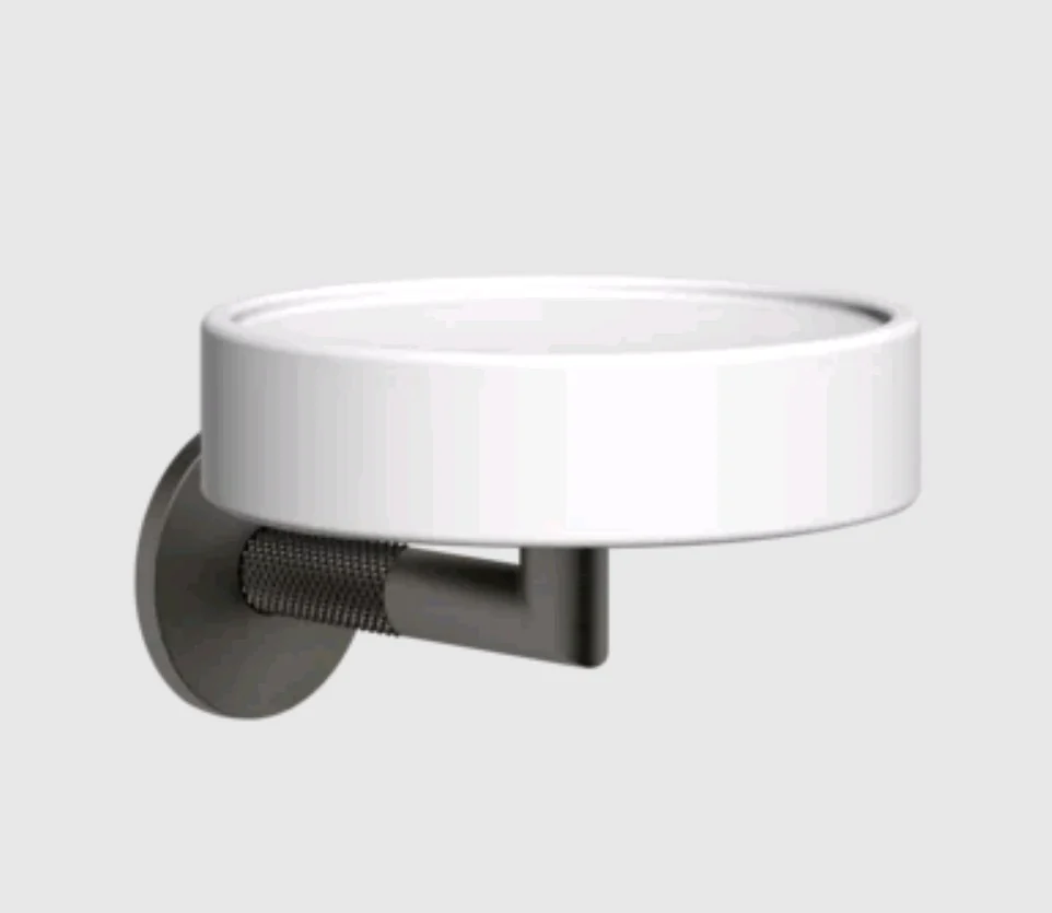 Мыльница, Gessi, Anello, шгв 115*127*79, цвет-белый/Black Metal Brushed PVD