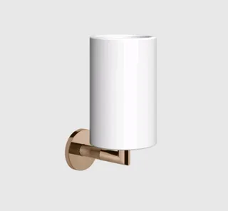 Стакан, Gessi, Anello, шгв 75*107*171, цвет стакана- белый, цвет держателя -Copper PVD
