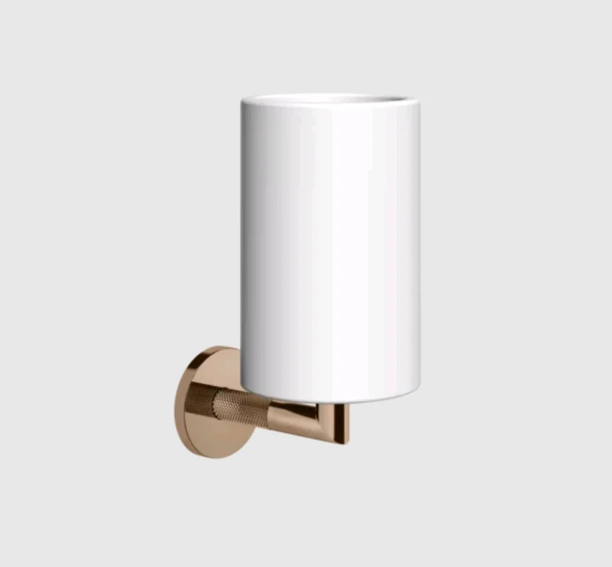 Стакан, Gessi, Anello, шгв 75*107*171, цвет стакана- белый, цвет держателя -Copper PVD