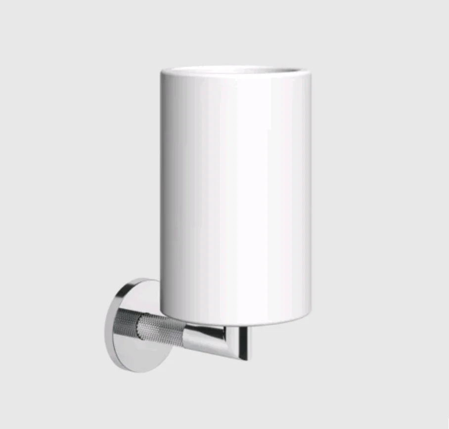 Стакан, Gessi, Anello, шгв 75*107*171, цвет стакана-белый, цвет держателя-хром