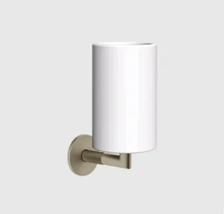 Стакан, Gessi, Anello, шгв 75*107*171, цвет стакана-белый, цвет держателя-Finox Brushed Nickel