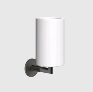 Стакан, Gessi, Anello, шгв 75*107*171, цвет стакана-белый, цвет держателя-Black Metal Brushed PVD