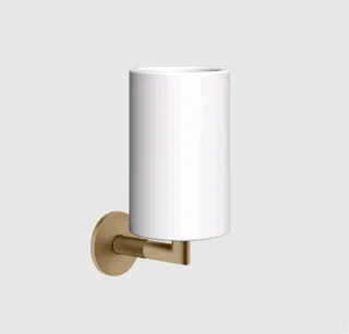 Стакан, Gessi, Anello, шгв 75*107*171, цвет стакана-белый, цвет держателя -Warm Bronze Br. PVD