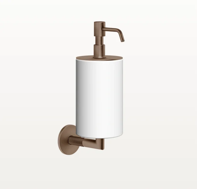 Дозатор для жидкого мыла, Gessi, Anello, шгв 75*128*243, цвет дозатора-Copper Brushed PVD/белый