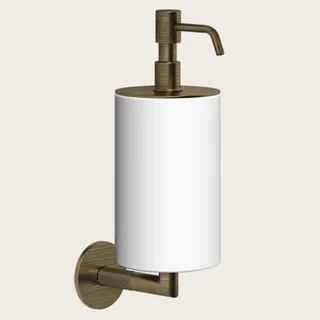 Дозатор для жидкого мыла, Gessi, Anello, шгв 75*128*243, цвет дозатора-Antique Brass/белый — иконка