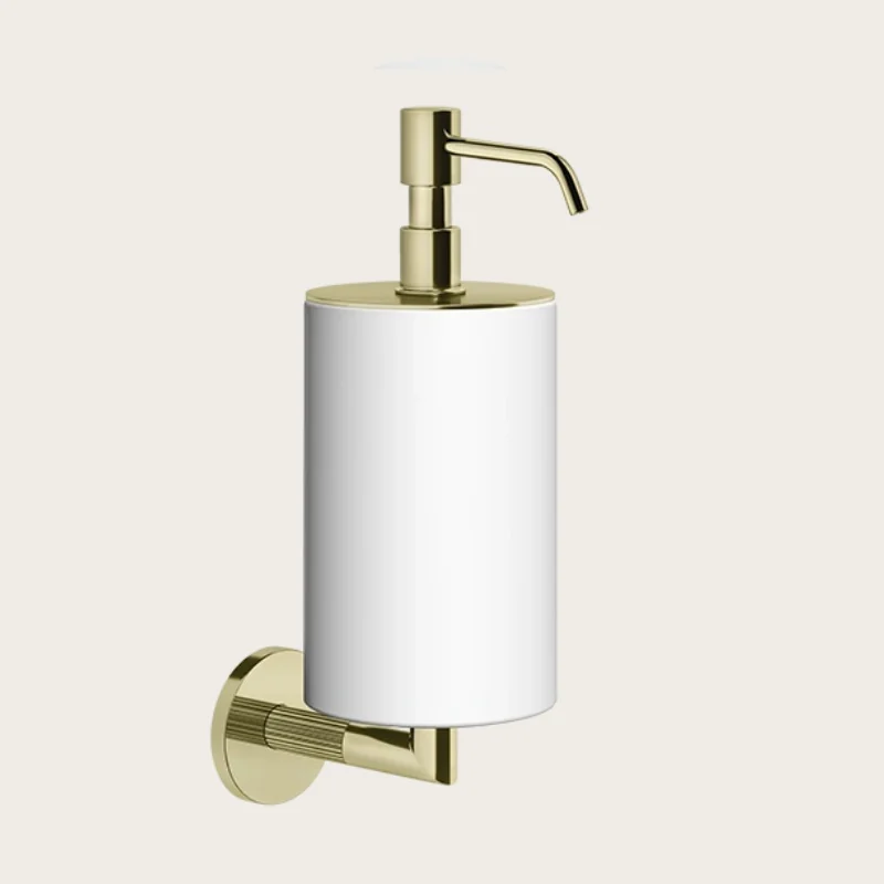Дозатор для жидкого мыла, Gessi, Ingranaggio, шгв 75*128*243, цвет дозатора-Brass PVD/белый