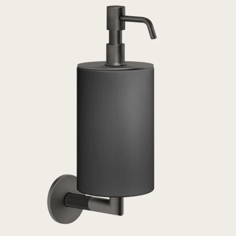 Дозатор для жидкого мыла, Gessi, Ingranaggio, шгв 75*128*243, цвет дозатора-Black Metal Brushed PVD/чёрный