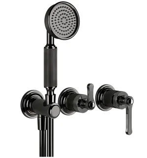 Смеситель для душа, Gessi, VENTI20, на 2 потребителя, цвет-Black Metal PVD