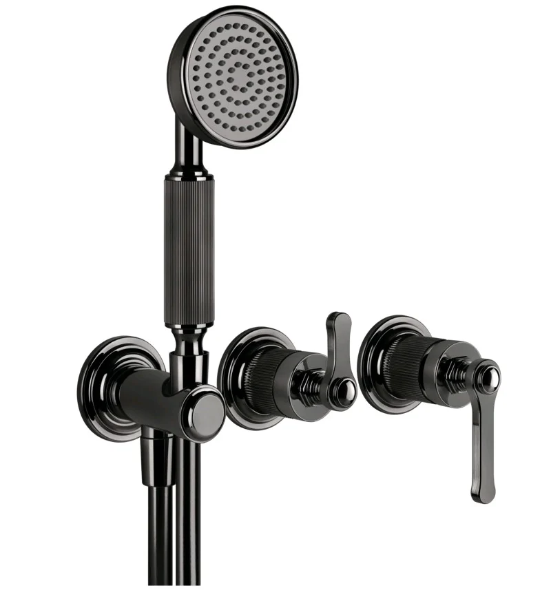 Смеситель для душа, Gessi, VENTI20, на 2 потребителя, цвет-Black Metal PVD