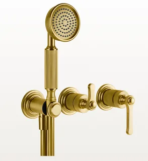 Смеситель для душа, Gessi, VENTI20, на 2 потребителя, цвет-Brushed Gold PVD