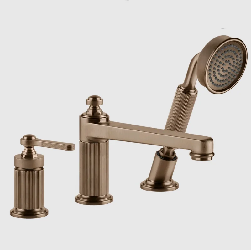 Смеситель для ванны и душа, Gessi, VENTI20, цвет-Copper Brushed PVD