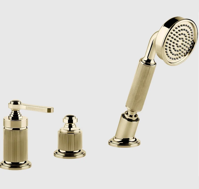 Смеситель для ванны и душа, Gessi, VENTI20, на 2 потребителя, цвет-Brass PVD