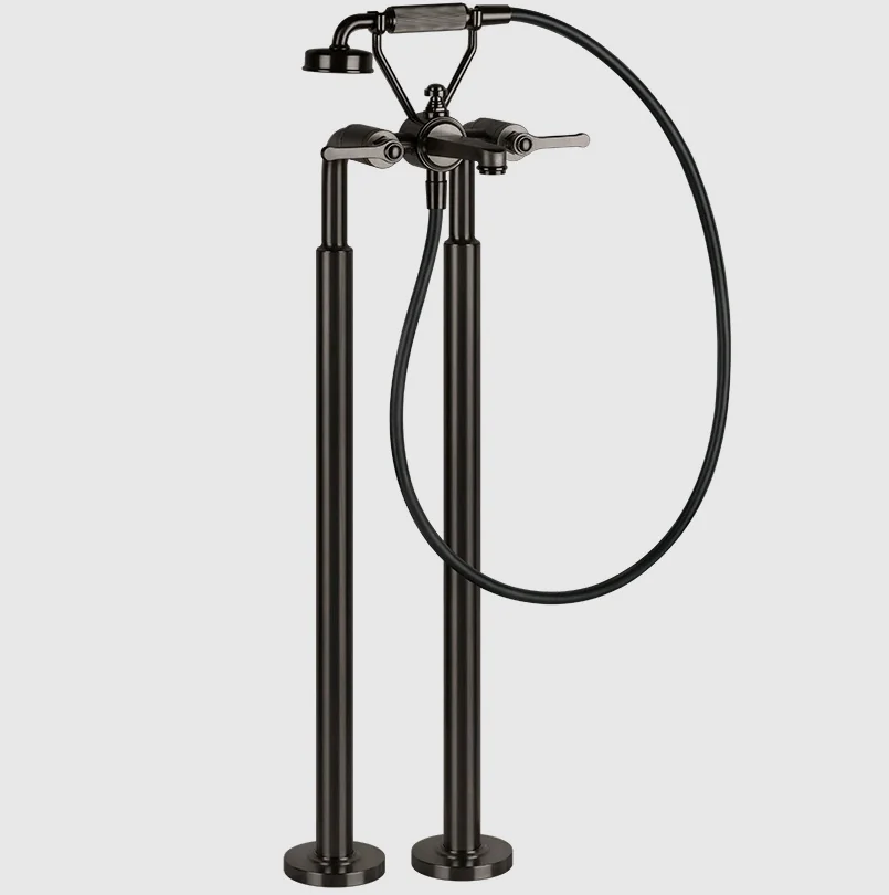 Смеситель для ванны и душа, Gessi, VENTI20, напольный, цвет-Black Metal Brushed PVD