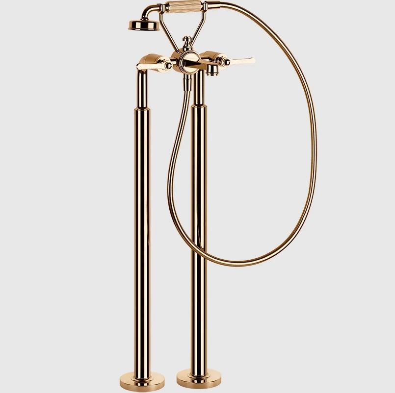 Смеситель для ванны и душа, Gessi, VENTI20, напольный, цвет-Warm Bronze PVD