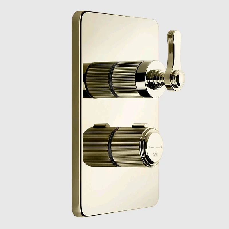 Смеситель для душа, Gessi, VENTI20, на 2 потребителя, цвет-Brass PVD