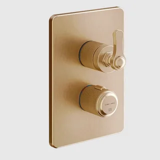 Смеситель для душа, Gessi, VENTI20, на 2 потребителя, цвет-Warm Bronze Brushed PVD
