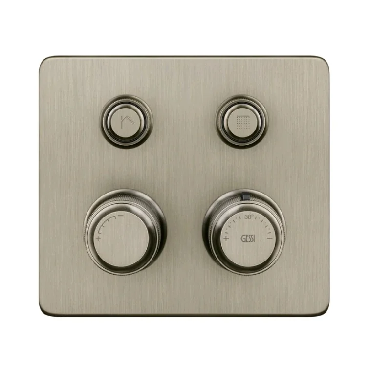 Смеситель для душа, Gessi, Hi-Fi Eclectic, на 2 потребителя, цвет-Finox Brushed Nickel