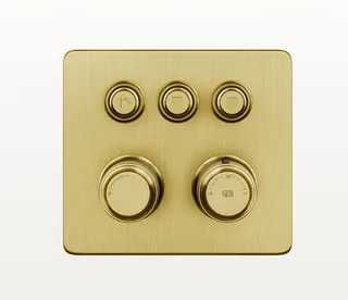 Смеситель для душа, Gessi, Hi-Fi Eclectic, на 3 потребителя, настенный встраиваемый, цвет-Brushed Gold PVD
