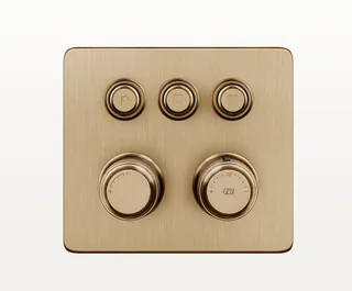 Смеситель для душа, Gessi, Hi-Fi Eclectic, на 3 потребителя, настенный встраиваемый, цвет-Warm Bronze Brushed PVD