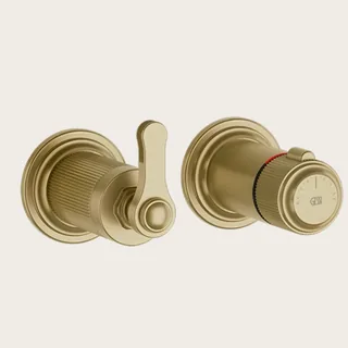 Смеситель для душа, Gessi, VENTI20, на 3 потребителя, цвет-Brushed Brass PVD