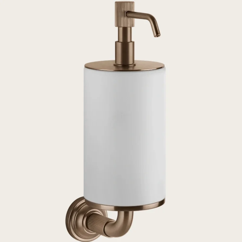Дозатор для жидкого мыла, Gessi, VENTI20, шгв 75*136*254, цвет дозатора-Copper Brushed PVD/белый