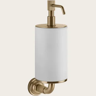Дозатор для жидкого мыла, Gessi, VENTI20, шгв 75*136*254, цвет дозатора-Brass PVD/белый — иконка