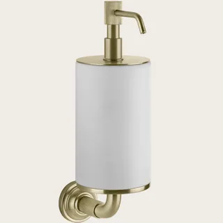 Дозатор для жидкого мыла, Gessi, VENTI20, шгв 75*136*254, цвет дозатора-Brushed Brass PVD/белый