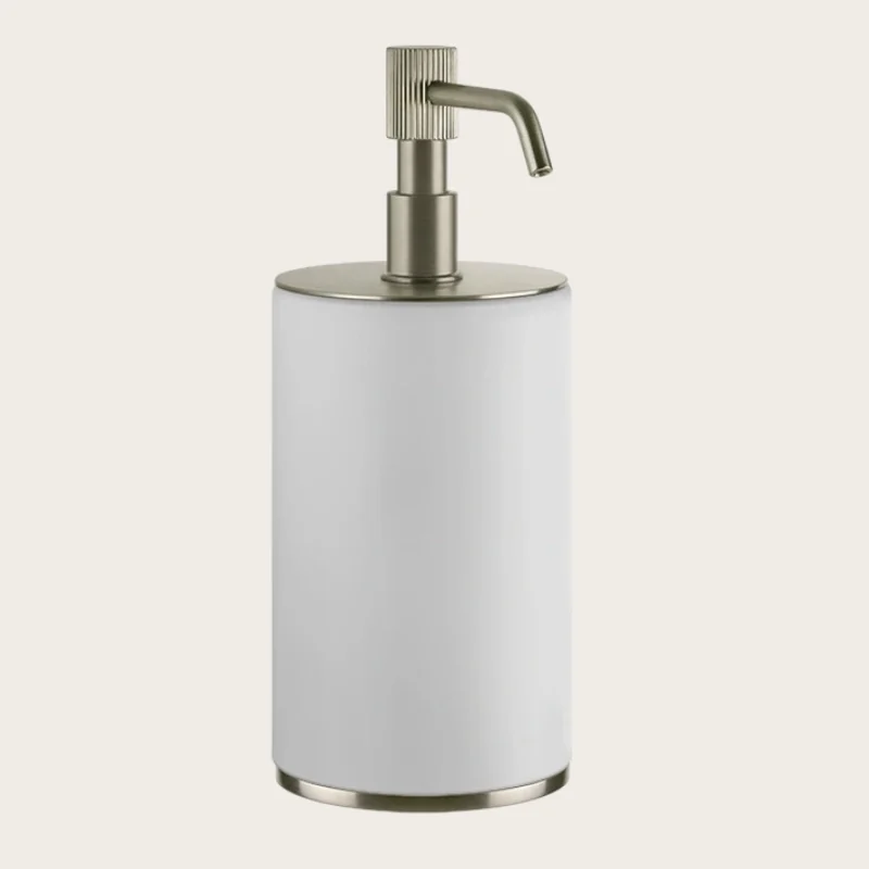 Дозатор для жидкого мыла, Gessi, VENTI20, шгв 75*97*199, цвет дозатора-Finox Brushed Nickel/белый