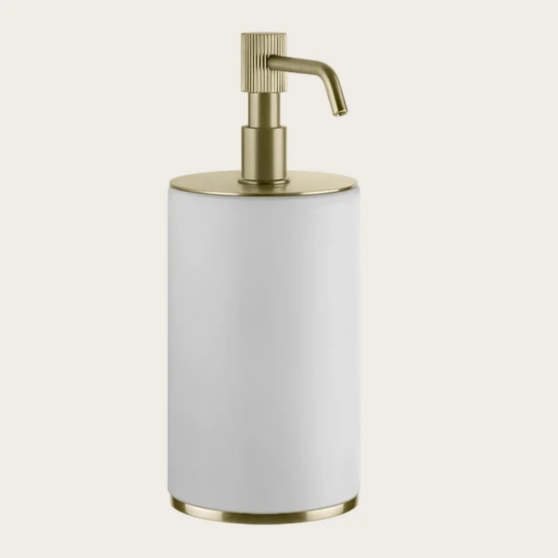 Дозатор для жидкого мыла, Gessi, VENTI20, шгв 75*97*199, цвет дозатора-Brushed Brass PVD/белый