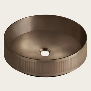 Раковина, Gessi, VENTI20, Rigato, шгв 400*400*125, отверстия для смесителя-отсутствуют, цвет-Copper Brushed PVD