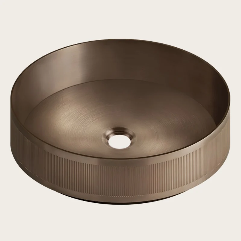 Раковина, Gessi, VENTI20, Rigato, шгв 400*400*125, отверстия для смесителя-отсутствуют, цвет-Copper Brushed PVD