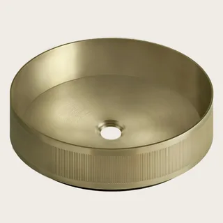 Раковина, Gessi, VENTI20, Rigato, шгв 400*400*125, отверстия для смесителя-отсутствуют, цвет-Brushed Brass PVD