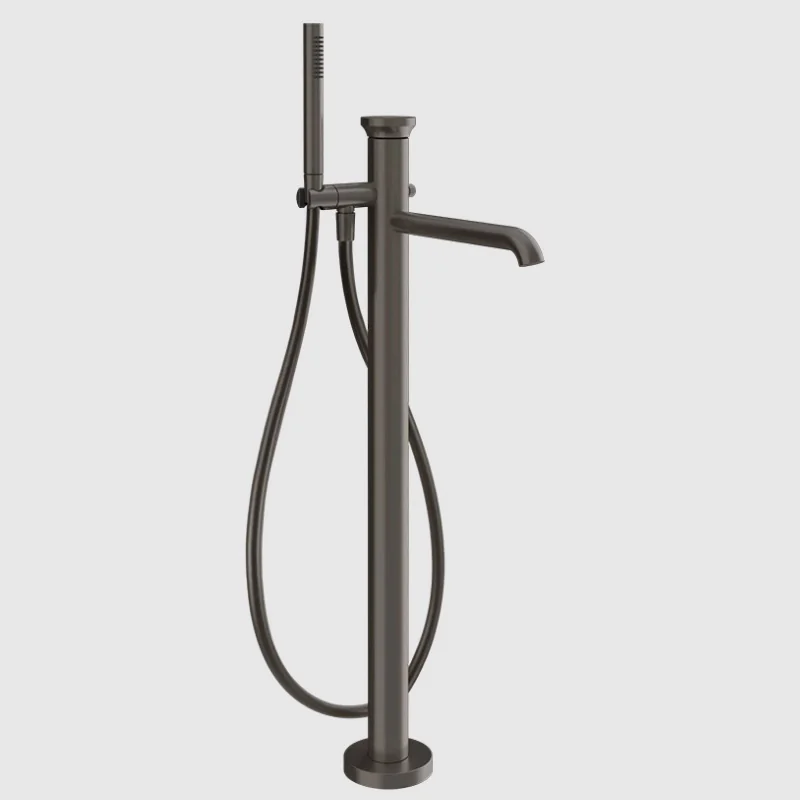 Смеситель для ванны и душа, Gessi, Origini, напольный, цвет-Black Metal Brushed PVD