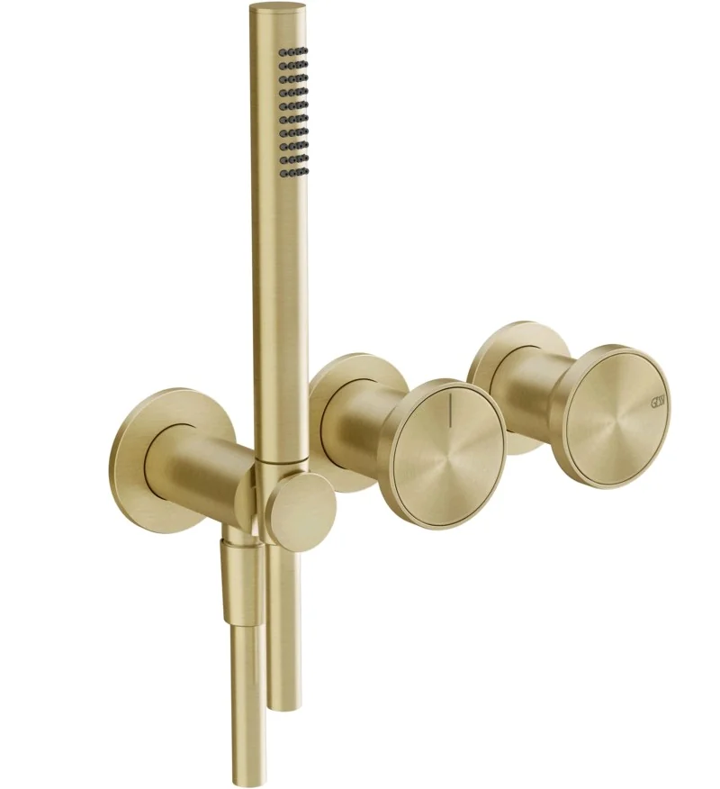 Смеситель для душа, Gessi, Origini, на 2 потребителя, цвет-Brushed Brass PVD