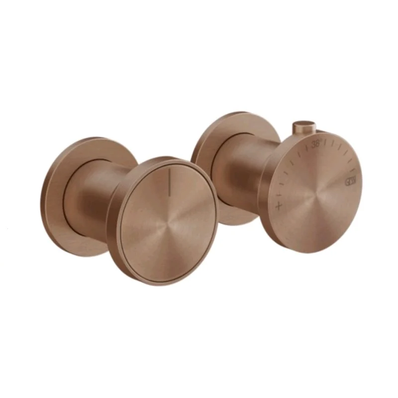 Смеситель для душа, Gessi, Origini, на 2 потребителя, цвет-Copper Brushed PVD