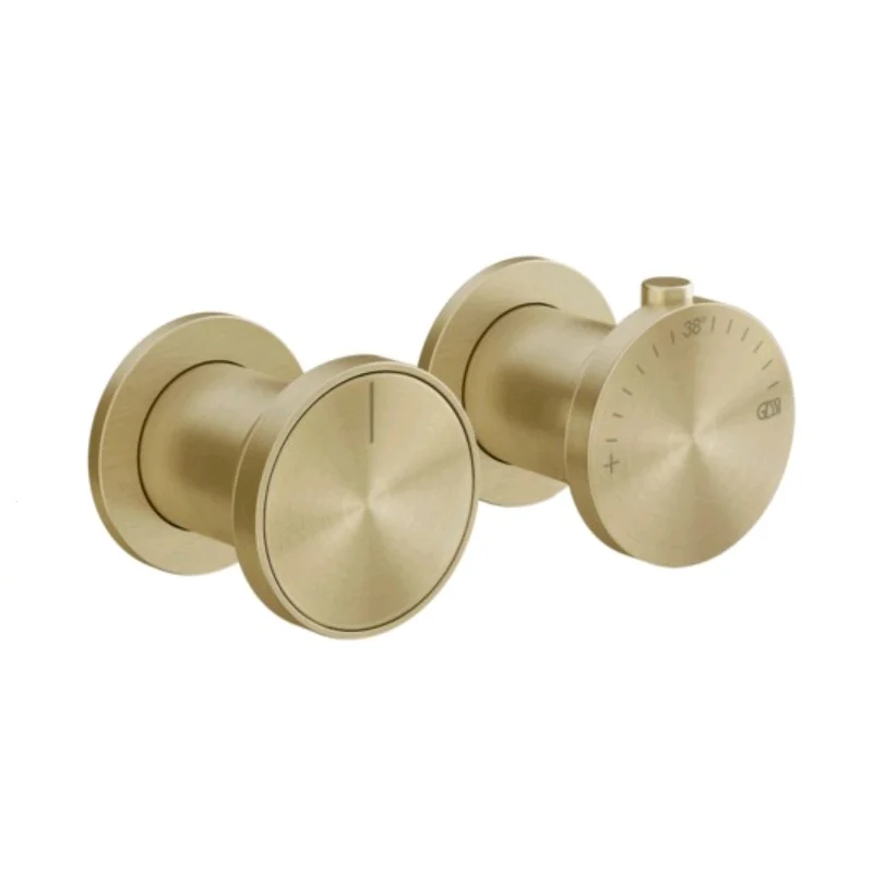 Смеситель для душа, Gessi, Origini, на 2 потребителя, цвет-Brushed Brass PVD