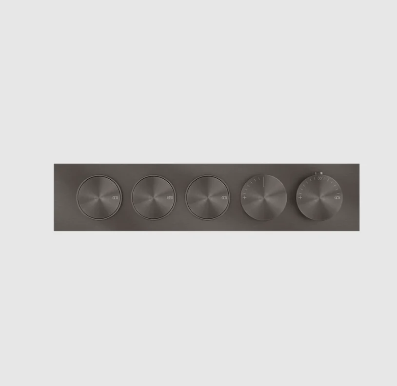 Смеситель для душа, Gessi, Origini, на 3 потребителя, настенный встраиваемый, цвет-черный металл брашированный PVD