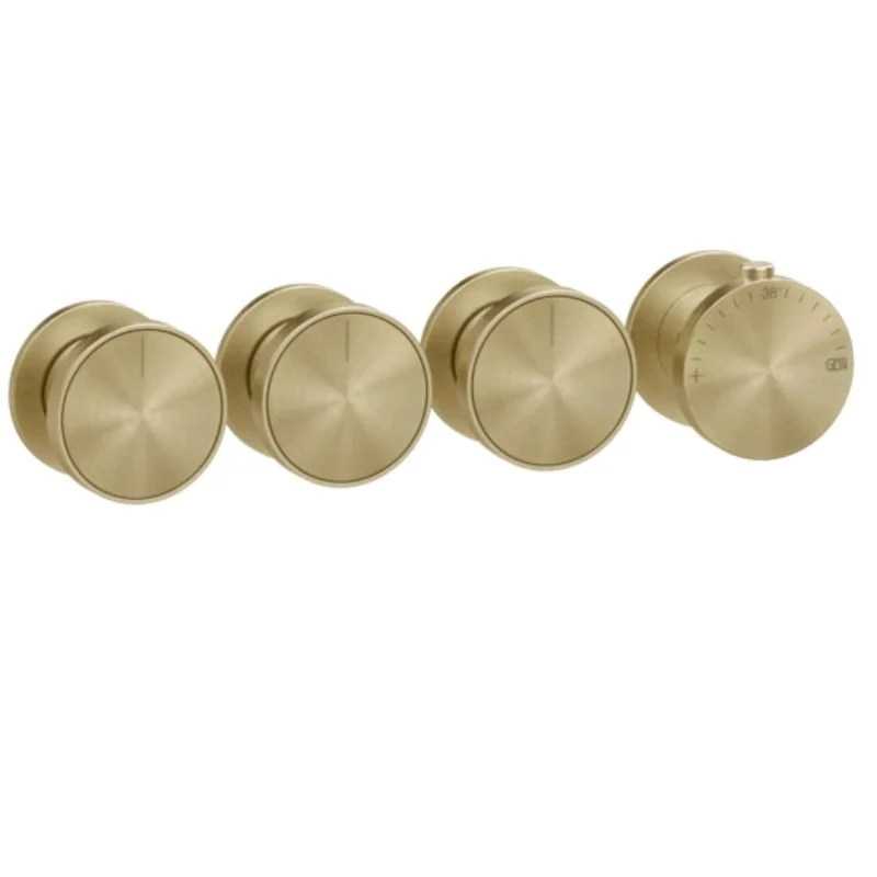 Смеситель для душа, Gessi, Origini, на 3 потребителя, цвет-Brushed Brass PVD